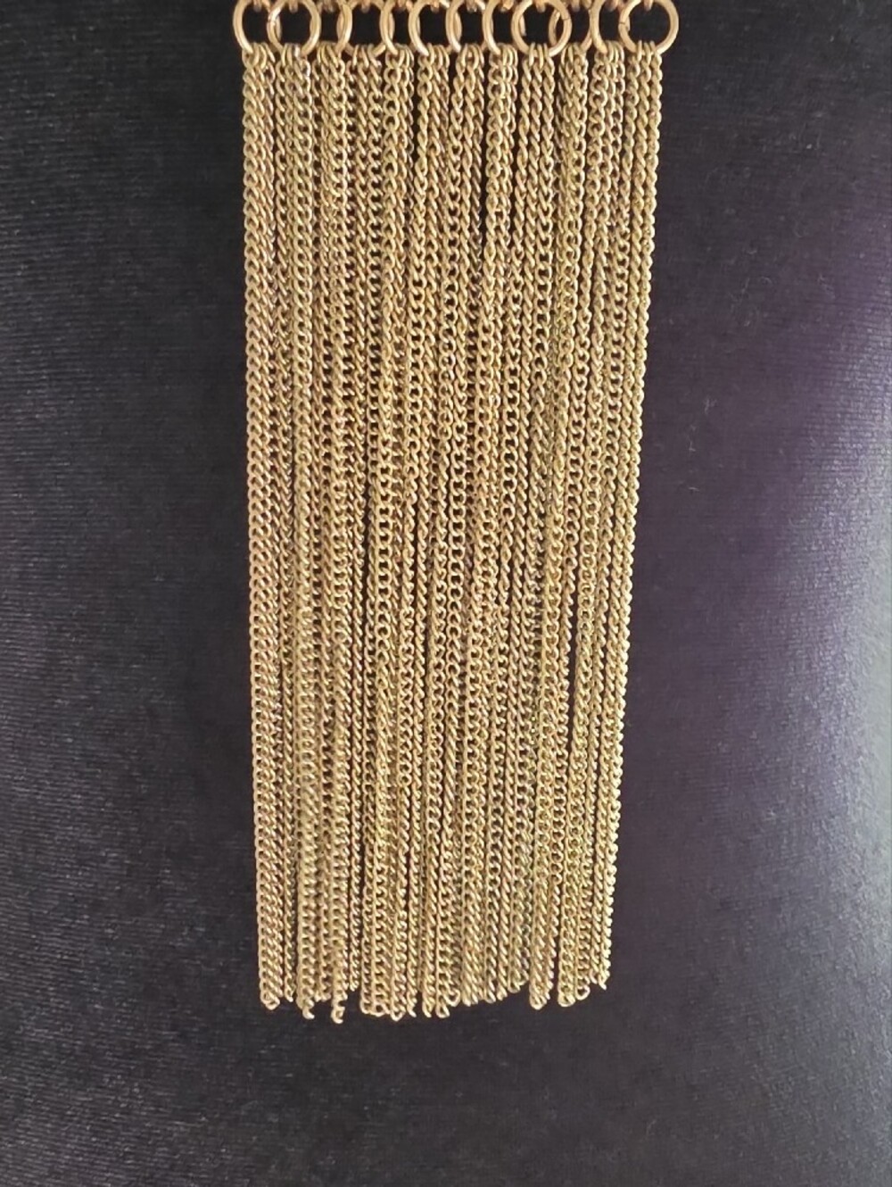 Gold Fringe Statement Necklace - Elegant Women Jewelry - Picture 3 of 8